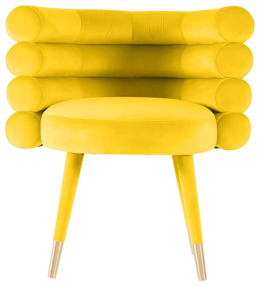 Hurley Modern Yellow  ampGold Velvet Accent Chair   Midcentury   Armchairs And Accent Chairs   by V.S.D Furniture  Houzz