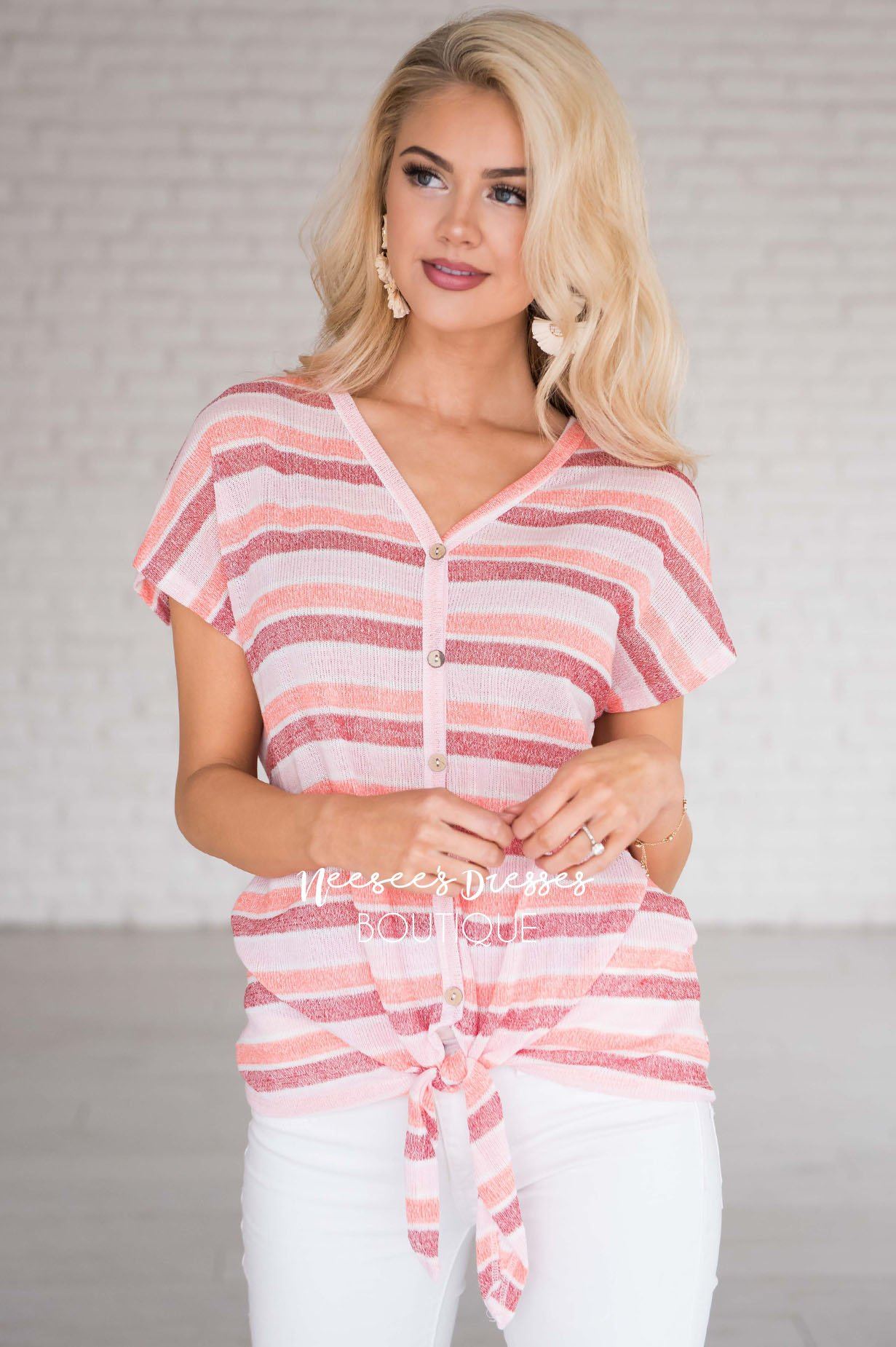 Take A Chance Stripe Tie Top