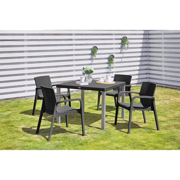 Oslo Rattan Square Dining Table With Aluminum Legs Lagoon