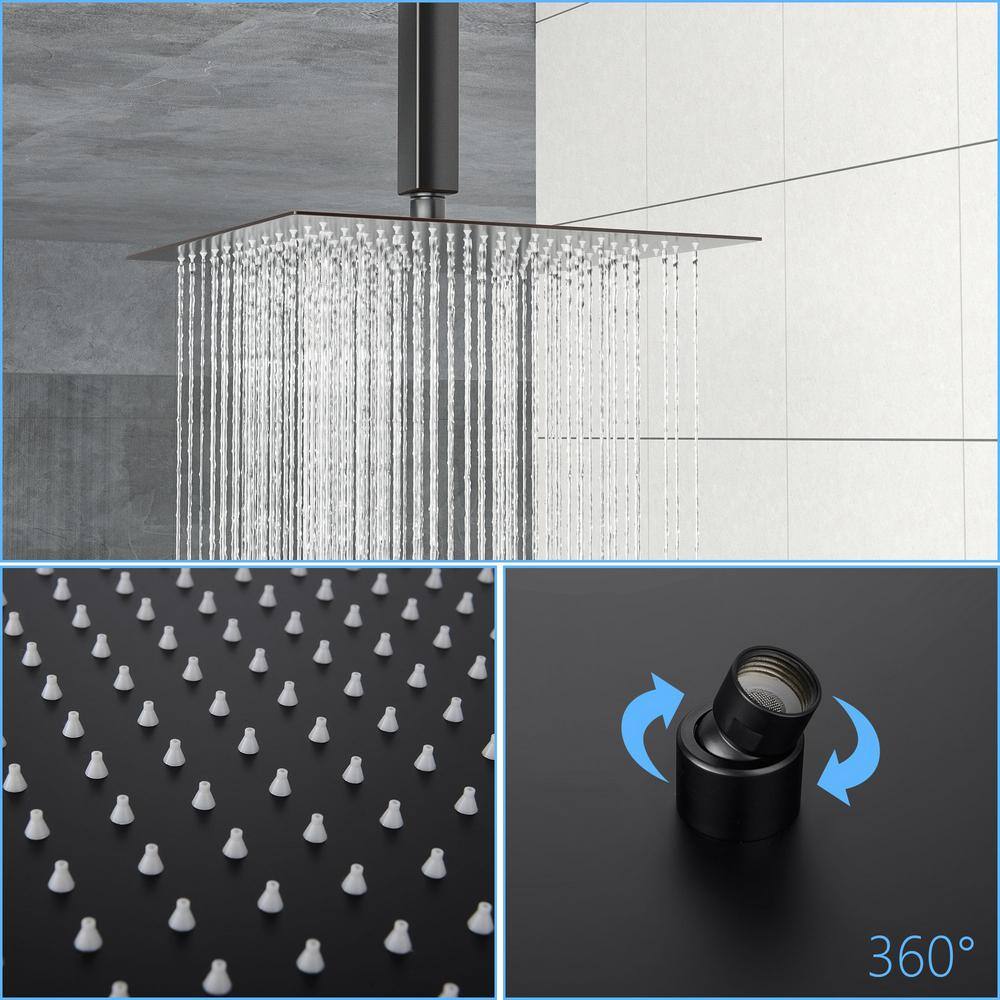 Aurora Decor Lotus 3-Spray Patterns 16 in. Ceiling Mount Dual Shower Heads with High Pressure in Oil Rubbed Bronze (Valve Included) ADSLF16015ZO16