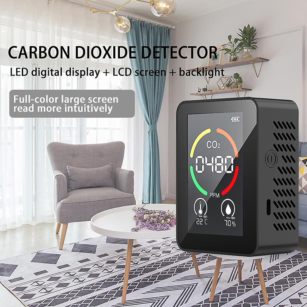 3-in-1 Infrared Co2 Temperature Humidity Monitor Multifunctional Air Quality Detector Usb Rechargeable Indoor Carbon Dioxide Detector For Home Office