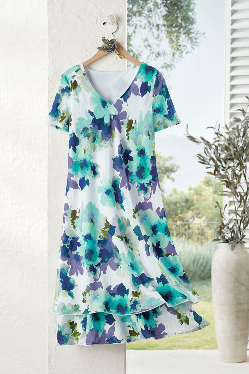 Painted Botanicals Linen Dress
