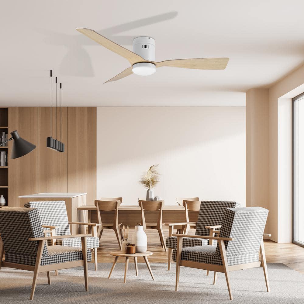 CARRO Striver 52 in Integrated LED IndoorOutdoor White Smart Ceiling Fan with Light and Remote Works with AlexaGoogle Home