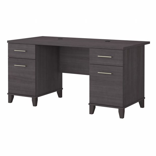 Bush Furniture Somerset 60W Office Desk with Drawers in Storm Gray