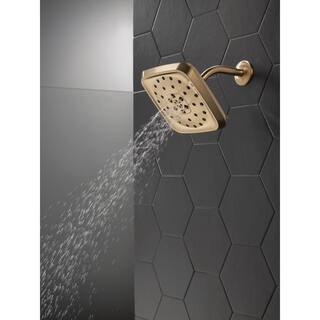 Delta 4-Spray Patterns 1.75 GPM 7.69 in. Wall Mount Fixed Shower Head with H2Okinetic in Lumicoat Champagne Bronze 52460-CZ-PR