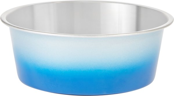 Frisco Ombre Design Stainless Steel Dog and Cat Bowl， Blue， 2 Cup