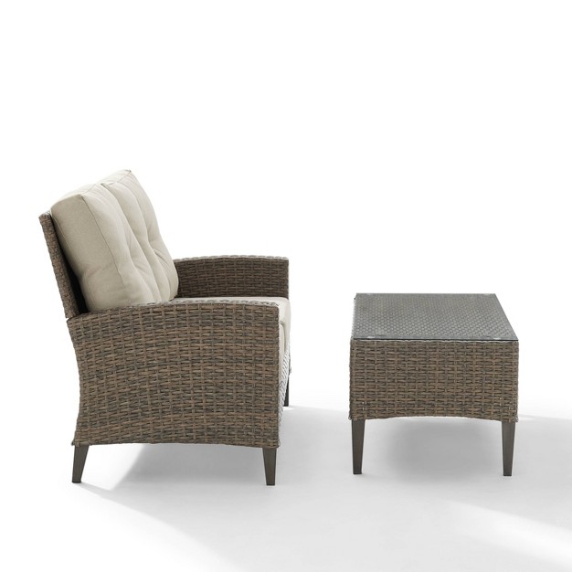 Rockport 2pc Outdoor Wicker Loveseat Seating Set Crosley