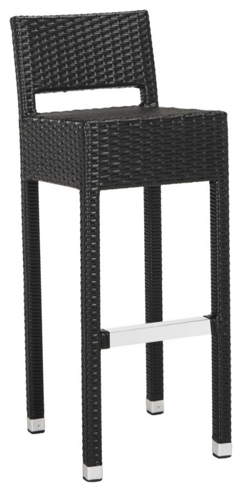 Barrin Indoor/Outdoor Bar Stool  Black   Tropical   Outdoor Bar Stools And Counter Stools   by Rustic Home Furniture Deco  Houzz