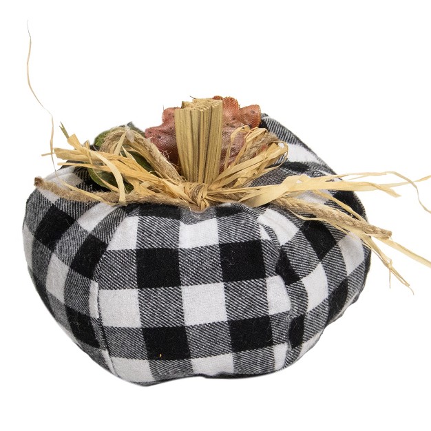 White And Black Buffalo Plaid Fall Harvest Pumpkin