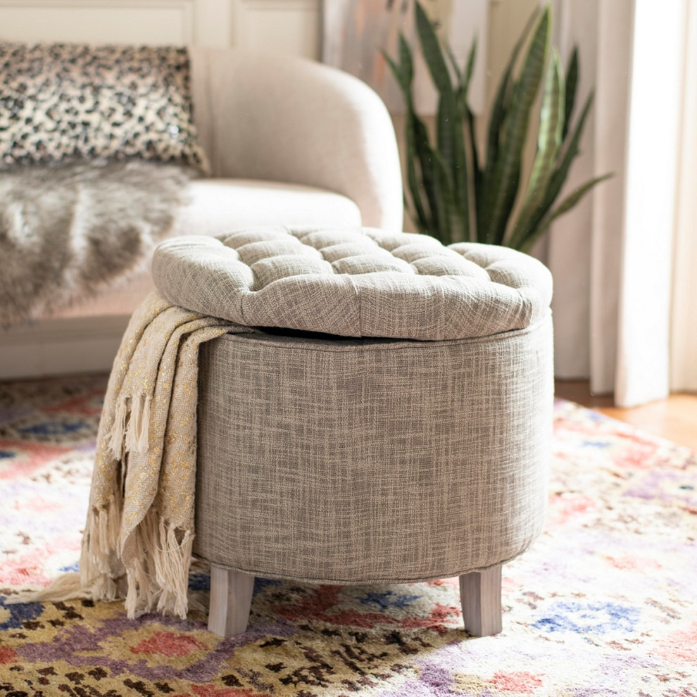 Emma Tufted Storage Ottoman Stone/ Distressed Grey   Modern   Footstools And Ottomans   by Virgil Stanis Design  Houzz