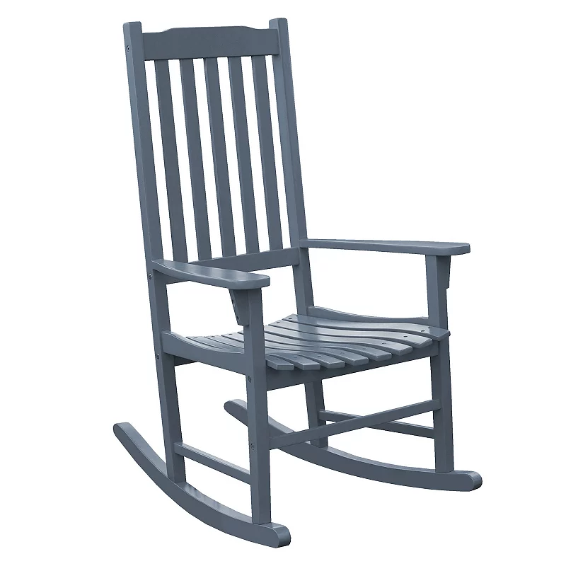 Northbeam Solid Acacia Hardwood Outdoor Patio Slatted Back Rocking Chair