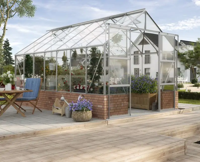 Large garden glass metal greenhouse Family garden greenhouse