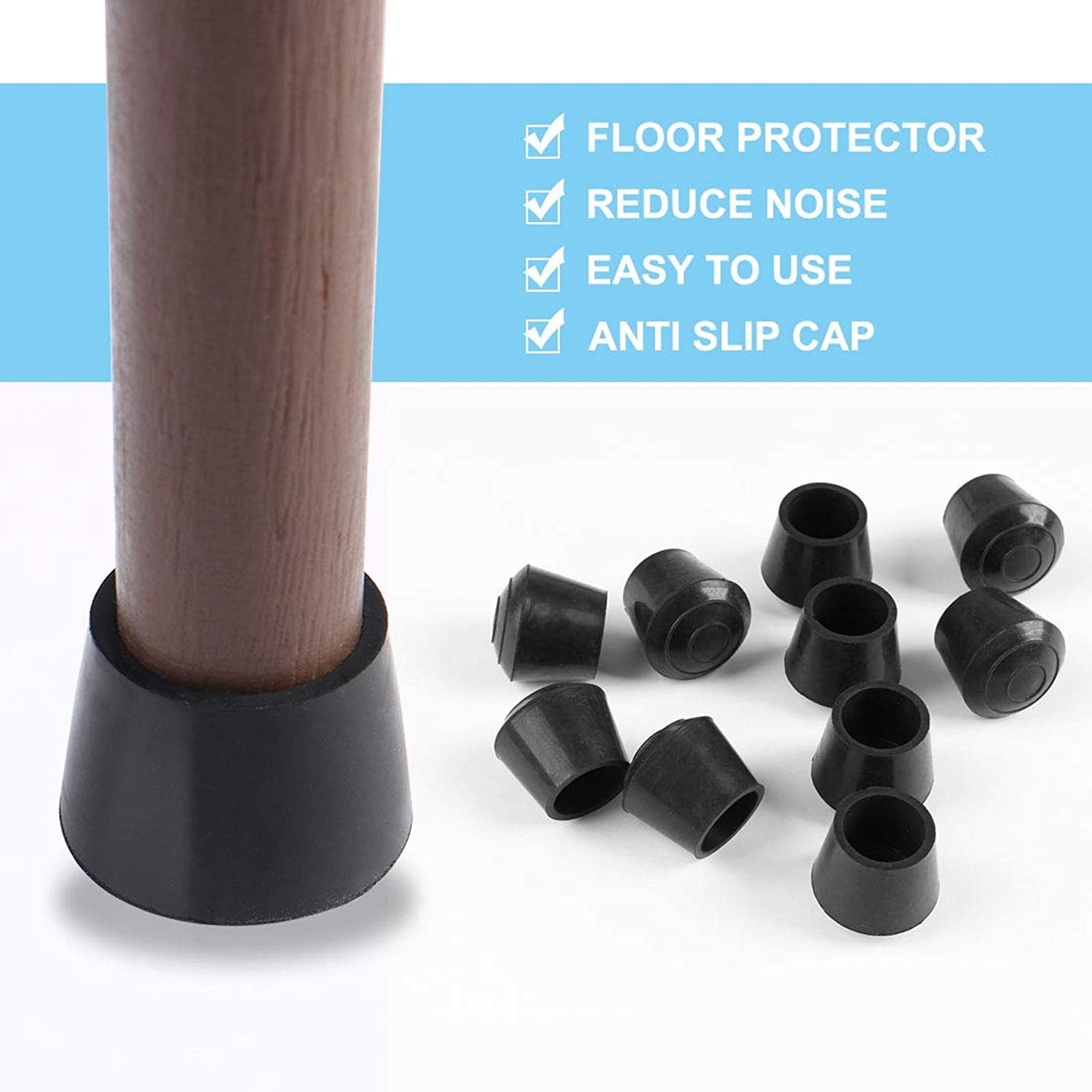 uxcell 20pcs Chair Leg Tips Caps 14mm 9/16 Inch Anti Slip Rubber Furniture Table Feet Cov