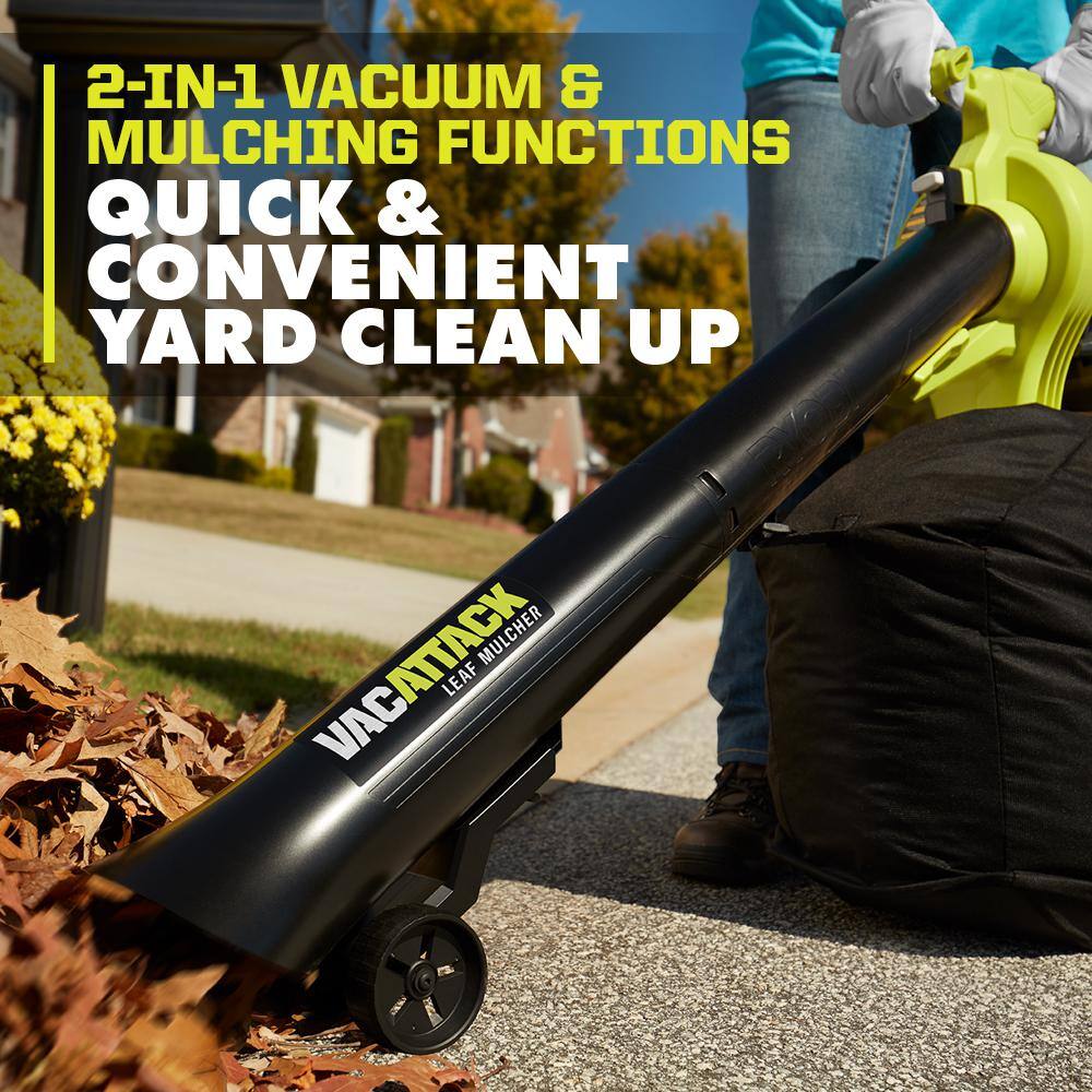 RYOBI 40V Vac Attack Cordless Leaf VacuumMulcher with 5.0 Ah Battery and Charger RY40451