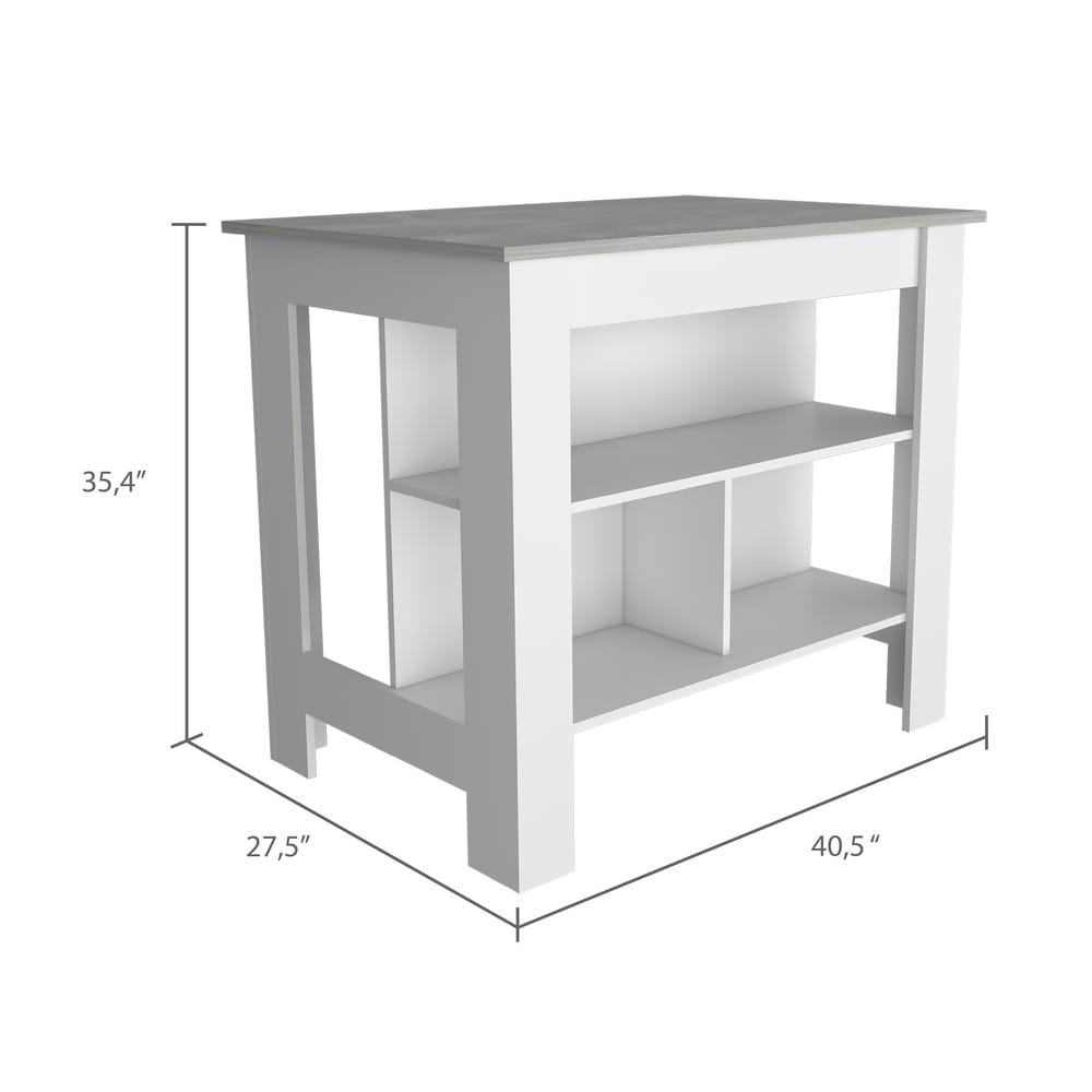 3 Shelf Kitchen Island with Open Shelf