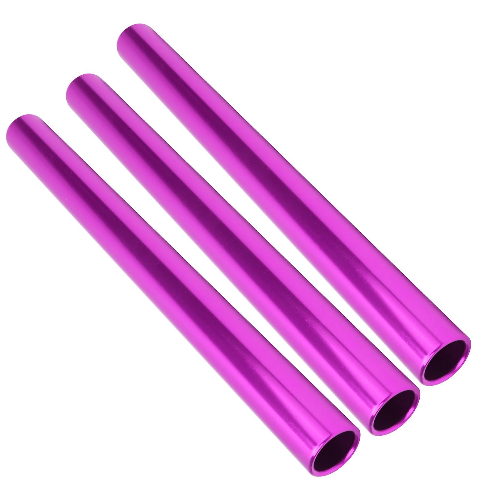 3pcs Aluminum Alloy Electroplating Relay Batons Track And Field Sprint Match Batonspurple