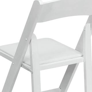 Flash Furniture Hercules Series White Wood Folding Chair with Vinyl Padded Seat XF2901WHITE