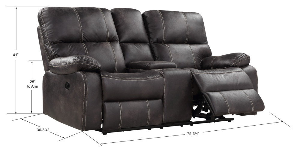 Kimberly Reclining Loveseat  Dark Graphite   Contemporary   Loveseats   by Lorino Home  Houzz