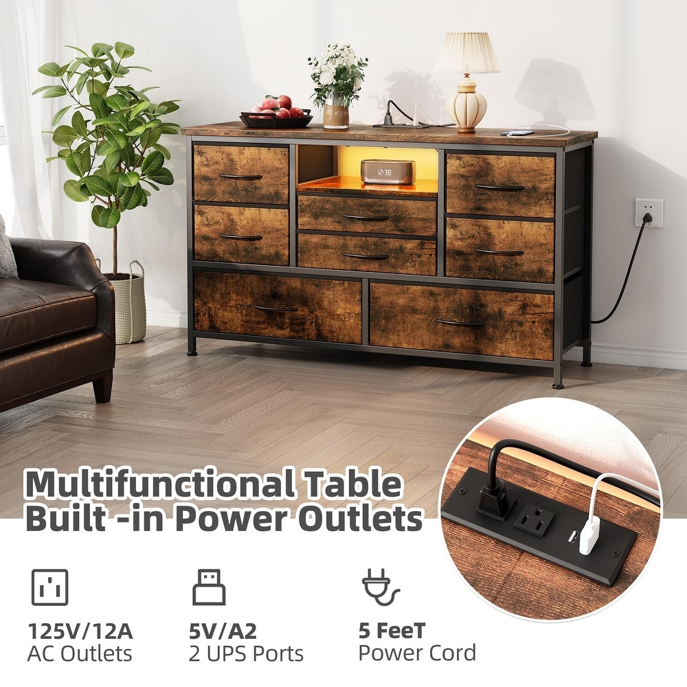 8 Dresser TV Stand with Power Outlet   LED for 55'' TV