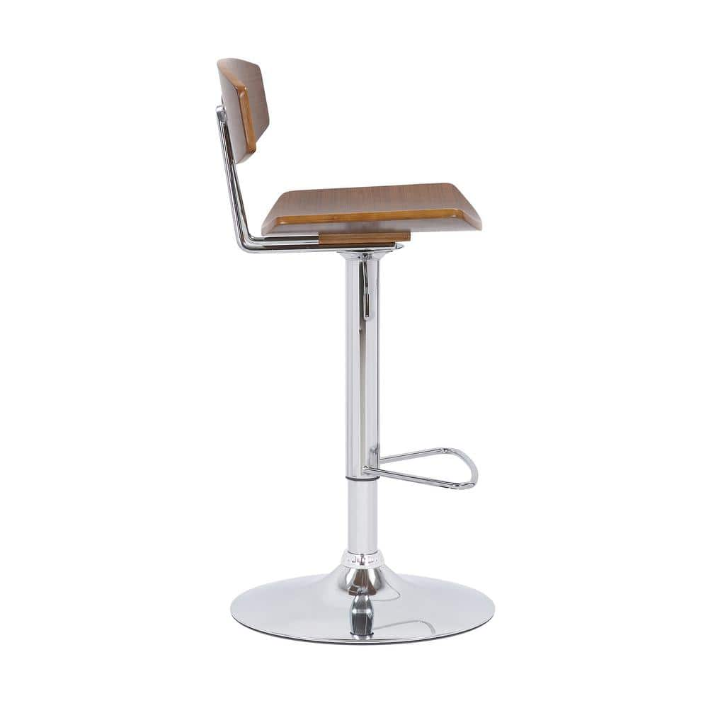 Armen Living Jett Adjustable Walnut and Chrome Adjustable Bar and Counter Height Stool LCJEBAWA