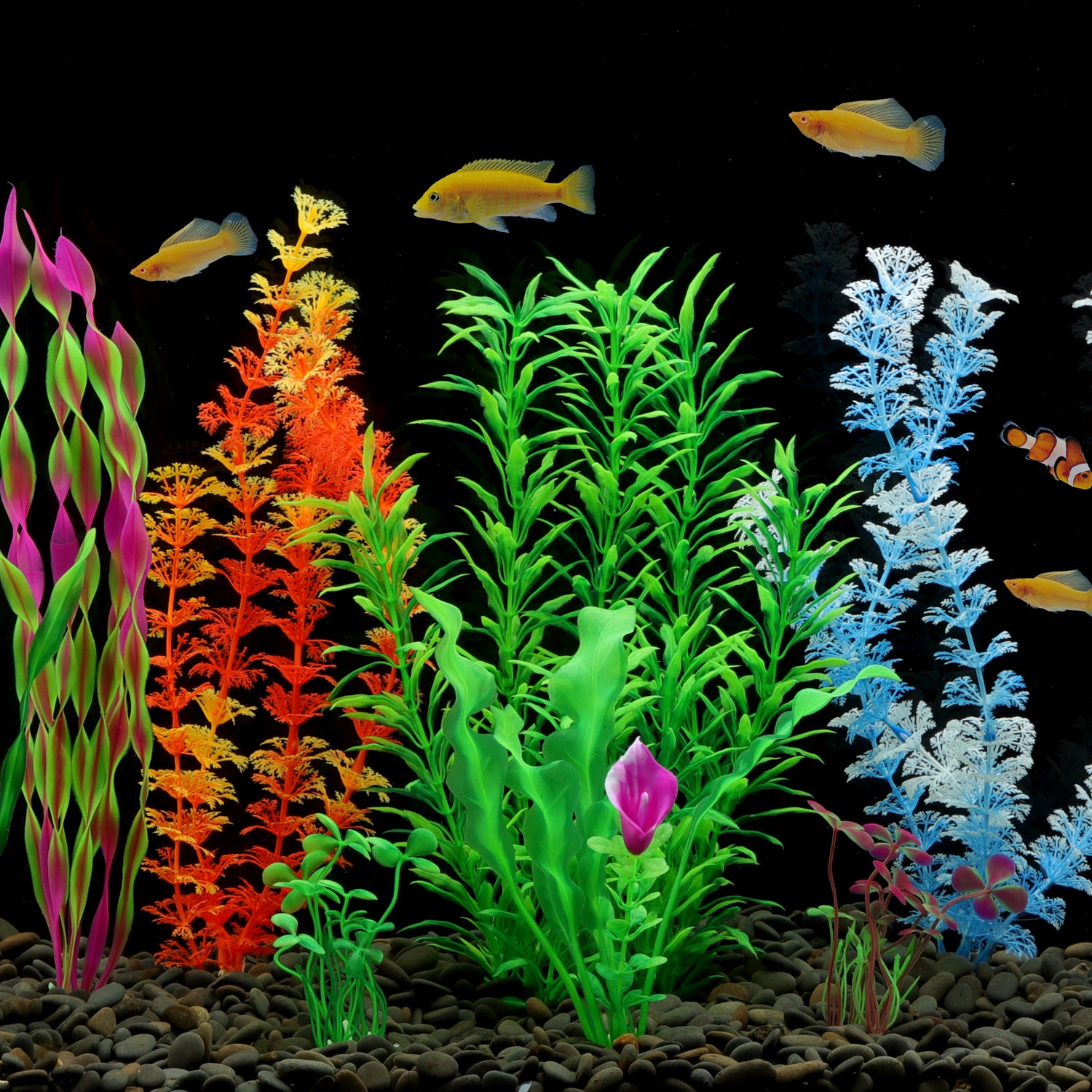 MyLifeUNIT Artificial Fish Tank Plants， Plastic Aquarium Plants Decorations， Set of 10