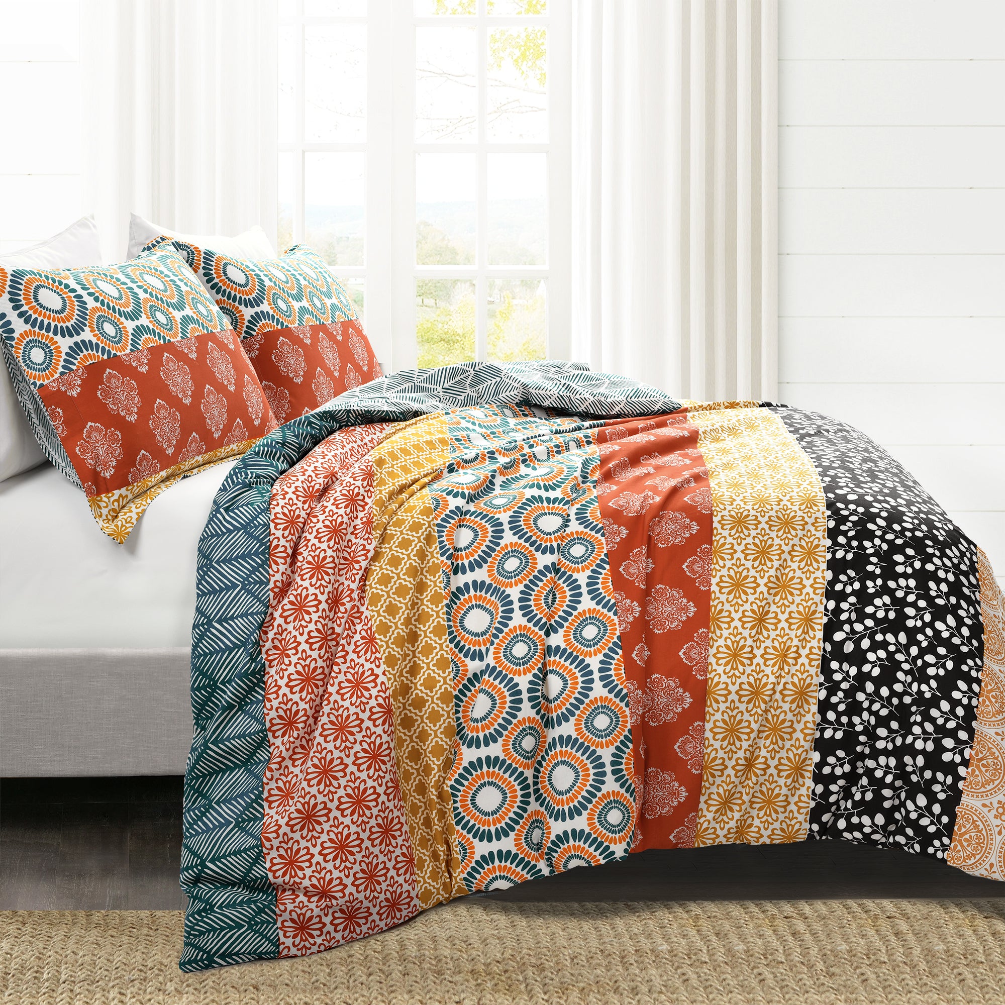 Bohemian Stripe Cotton Reversible Duvet Cover Set