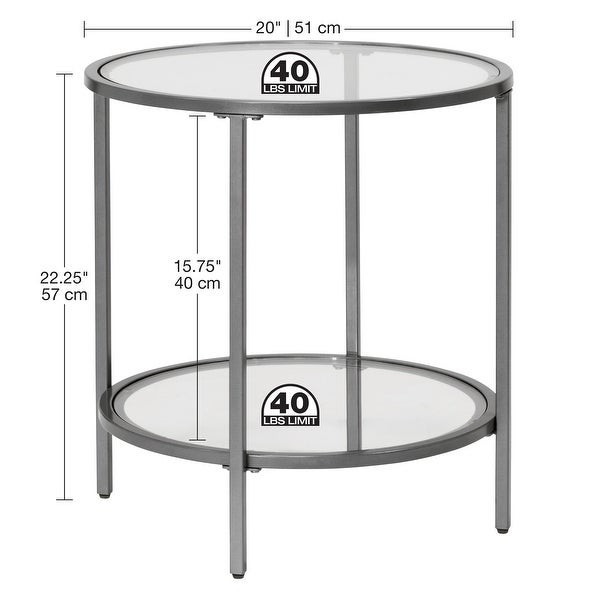 Carbon Loft Heimlich Round Glass Side Table with Metal Frame