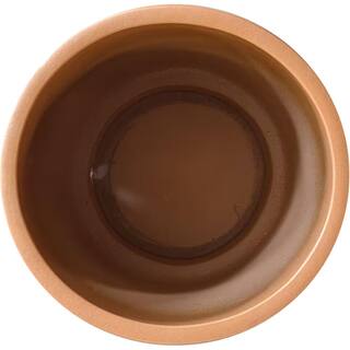 Trendspot 11 in. x 11 in. Matte Terracotta Cylinder Ceramic Planter with Inline Saucer HUCR02207S-11T