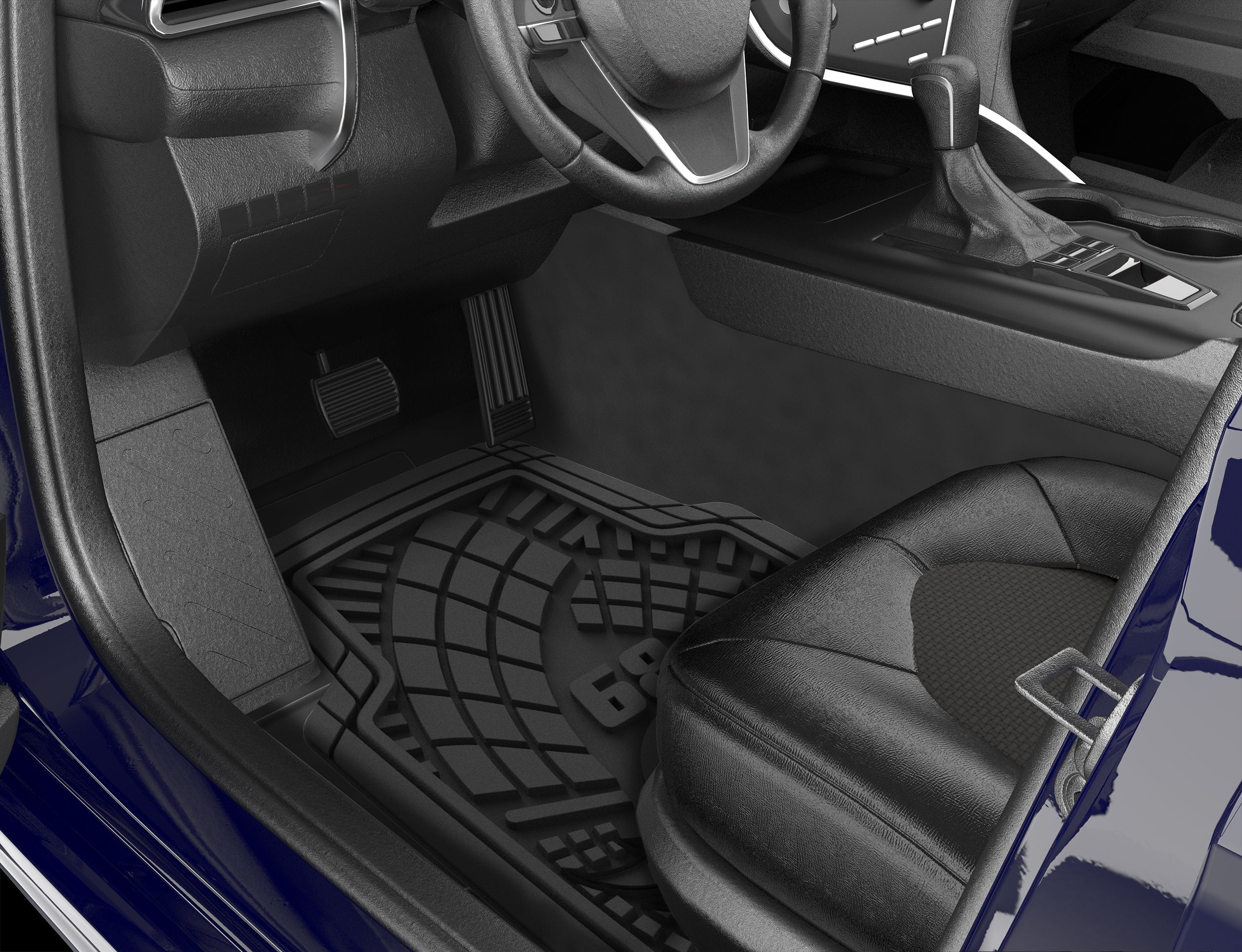 Hot Wheels Premium Racing Design 2pc Rubber Floor Mat Set. Ideal for Cars， Trucks and SUV's.