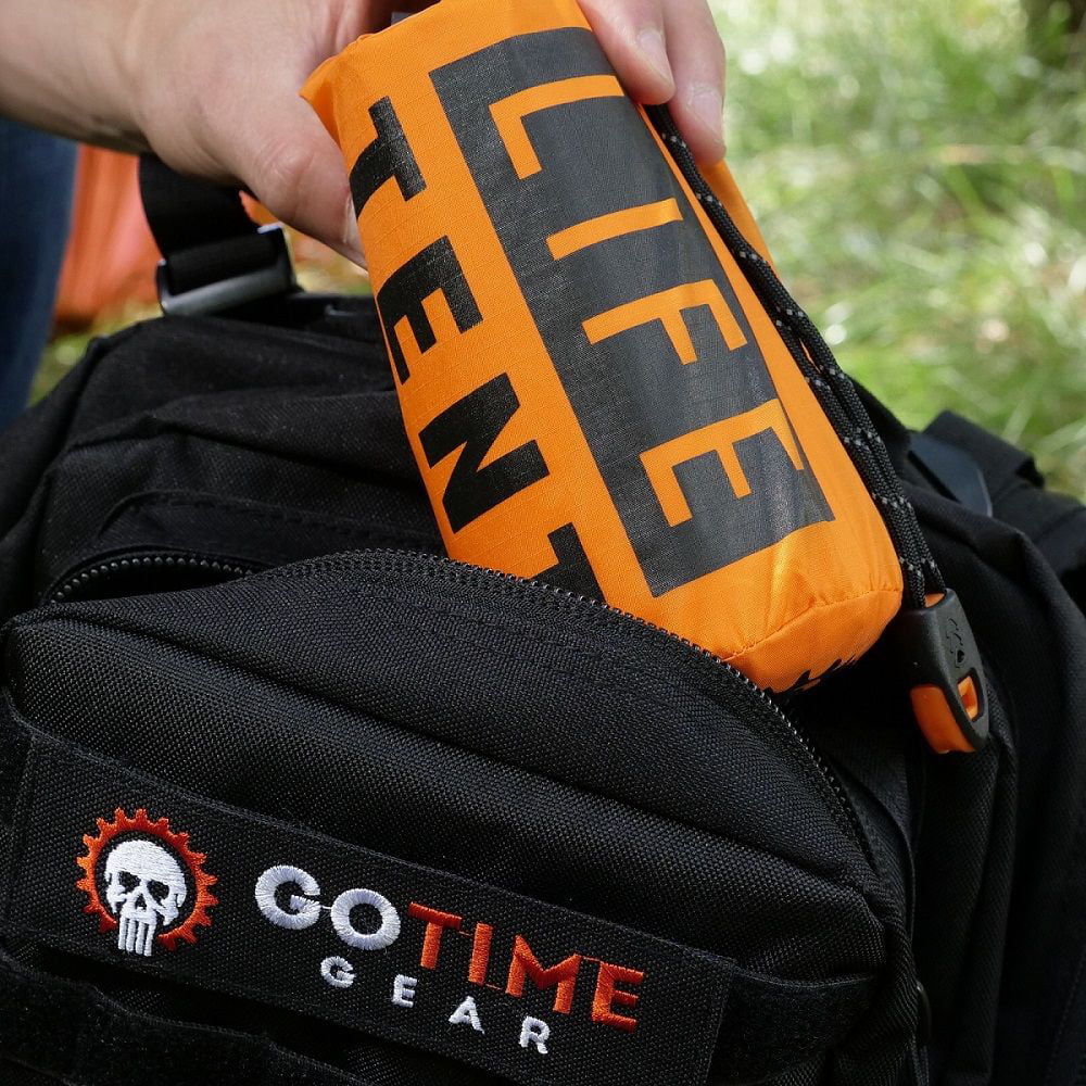 Go Time Gear | Life Tent Emergency Survival Shelter - 2 Person Tube Tent | Waterproof， Windproof， Thermal | Includes Survival Whistle， Paracord Rope and Portable， Lightweight Nylon Stuff Sack | Orange