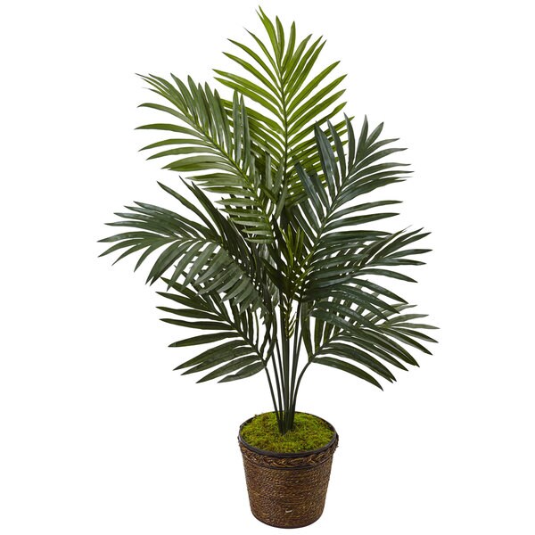 Nearly Natural Silk 4foot Artificial Kentia Palm Tree in Coiledrope Planter