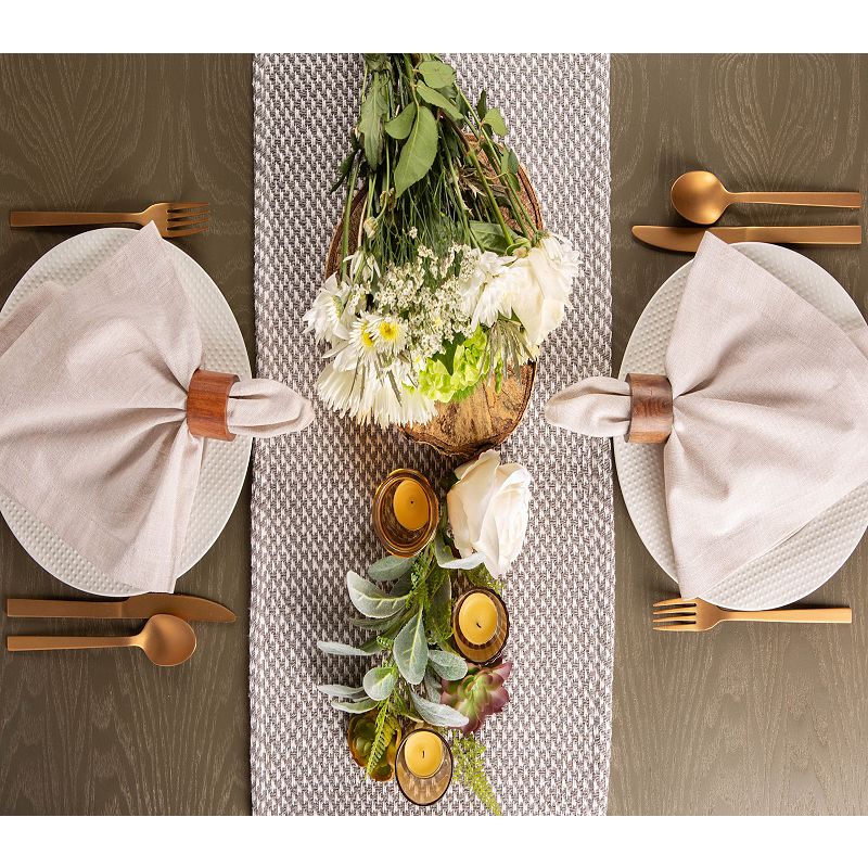 72 Gray and White Rectangular Woven Table Runner