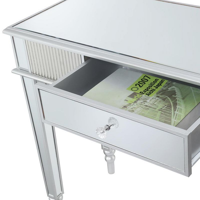 Convenience Concepts French Country 1 Drawer Mirrored Desk/Console Table， Mirror/Silver