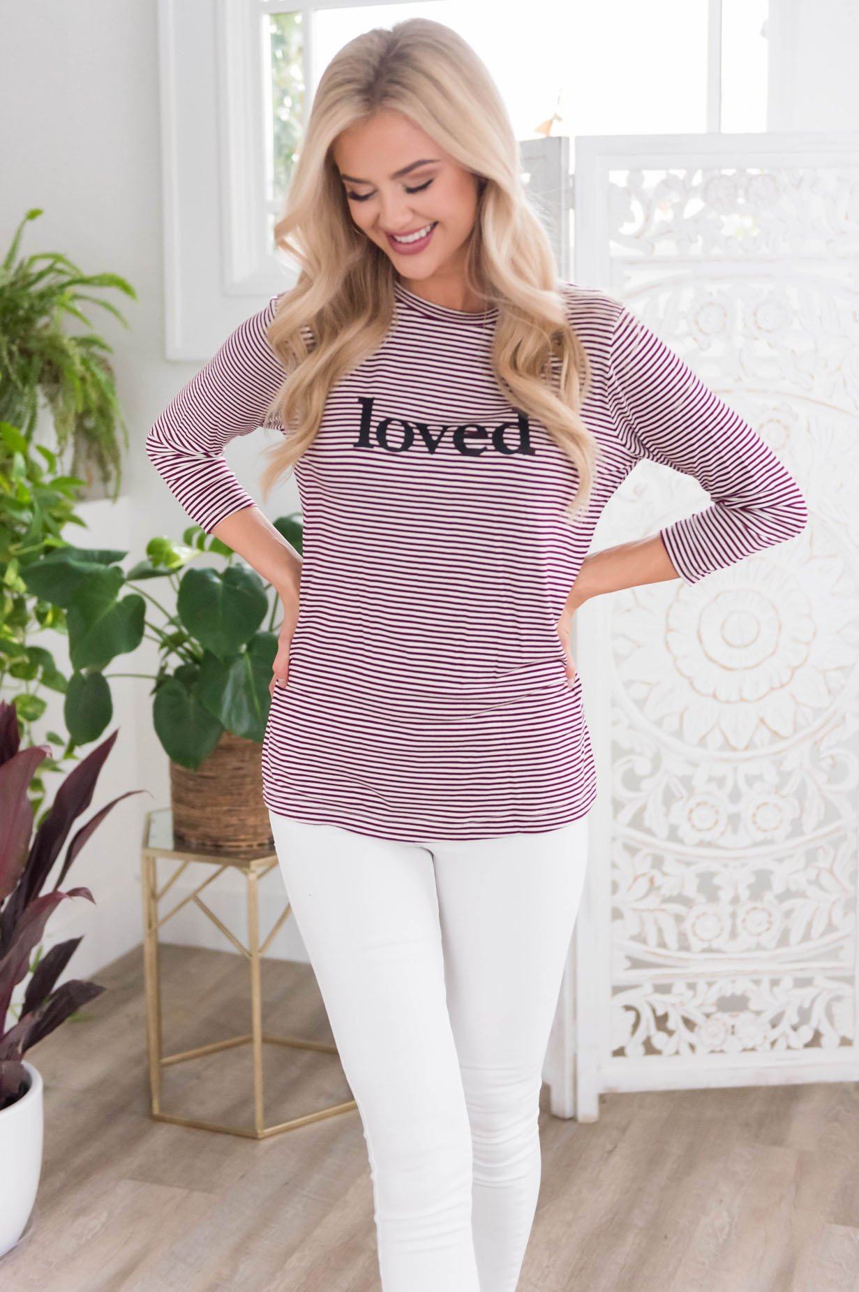 Loved Modest 3/4 Length Sleeve Tee