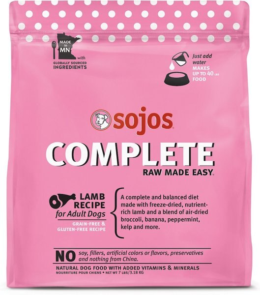 Sojos Complete Lamb Recipe Adult Grain-Free Freeze-Dried Dehydrated Dog Food