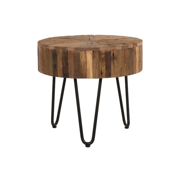 Primo International Sawyer Reclaimed Wood and Iron End Table