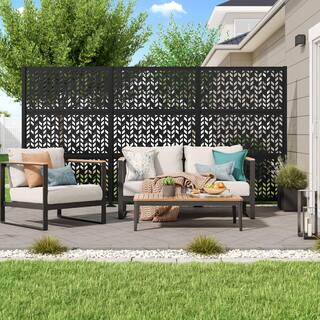 Barrette Outdoor Living 2 ft. x 4 ft. Black Aztek Polypropylene Decorative Screen Panel 73055263