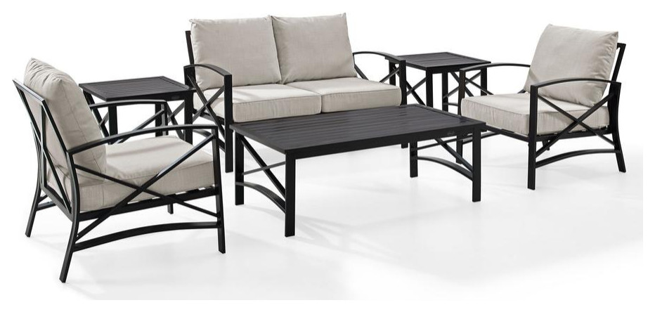 Kaplan 6Pc Outdoor Conversation Set Oatmeal/Oil Rubbed Bronze   Contemporary   Outdoor Lounge Sets   by BisonOffice  Houzz