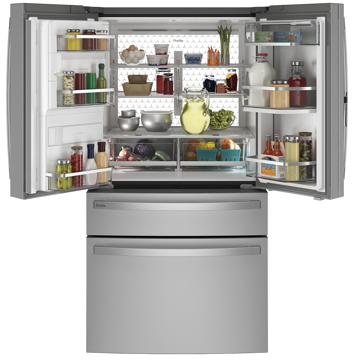 GE Profile 27.9 Cu. Ft. Fingerprint Resistant Stainless Steel Smart 4-Door French-Door Refrigerator With Door In Door