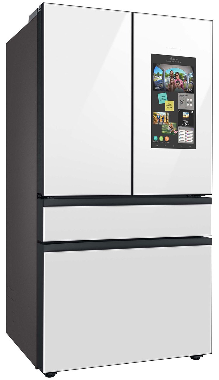  29 Cu. Ft. Custom Panel-Ready With White Glass Family Hub Panel BESPOKE 4-Door French Door Refrigerator