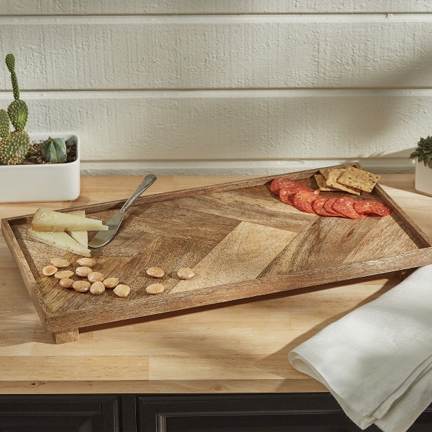 Split P Herringbone Footed Serving Board Large