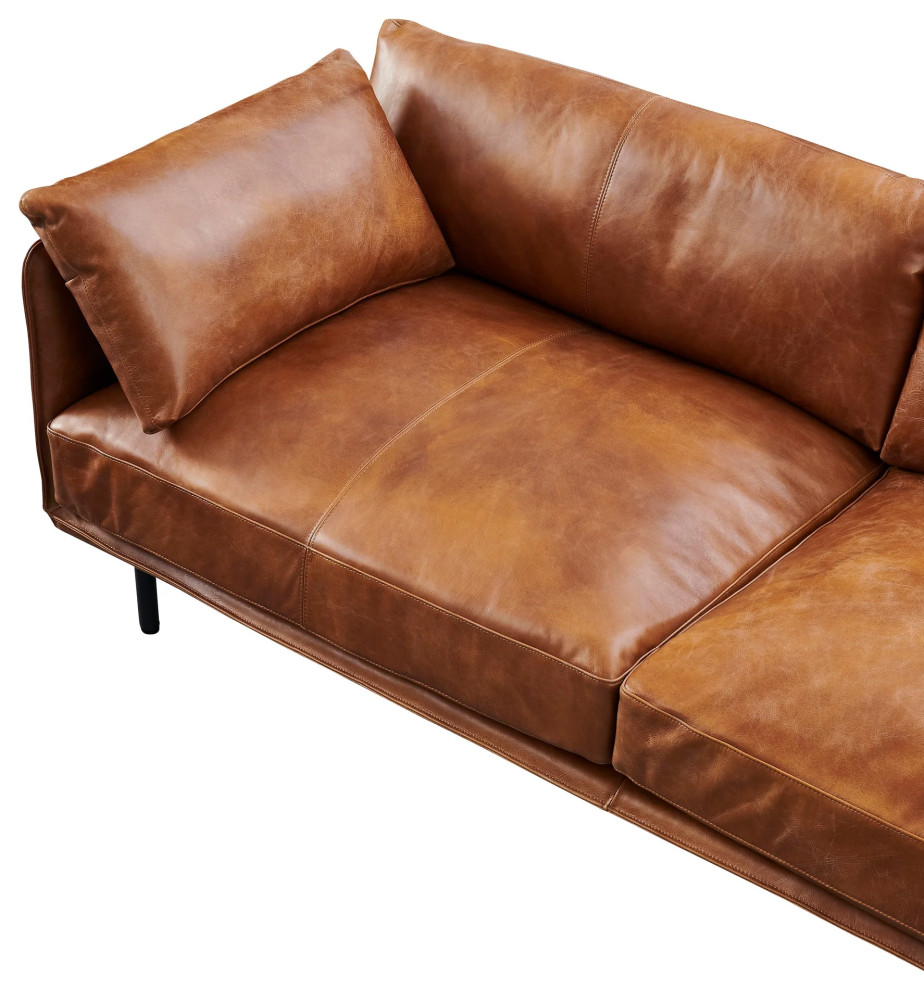 Venezia Industrial Modern Love Seat   Light Brown Leather   Industrial   Loveseats   by Crafters and Weavers  Houzz