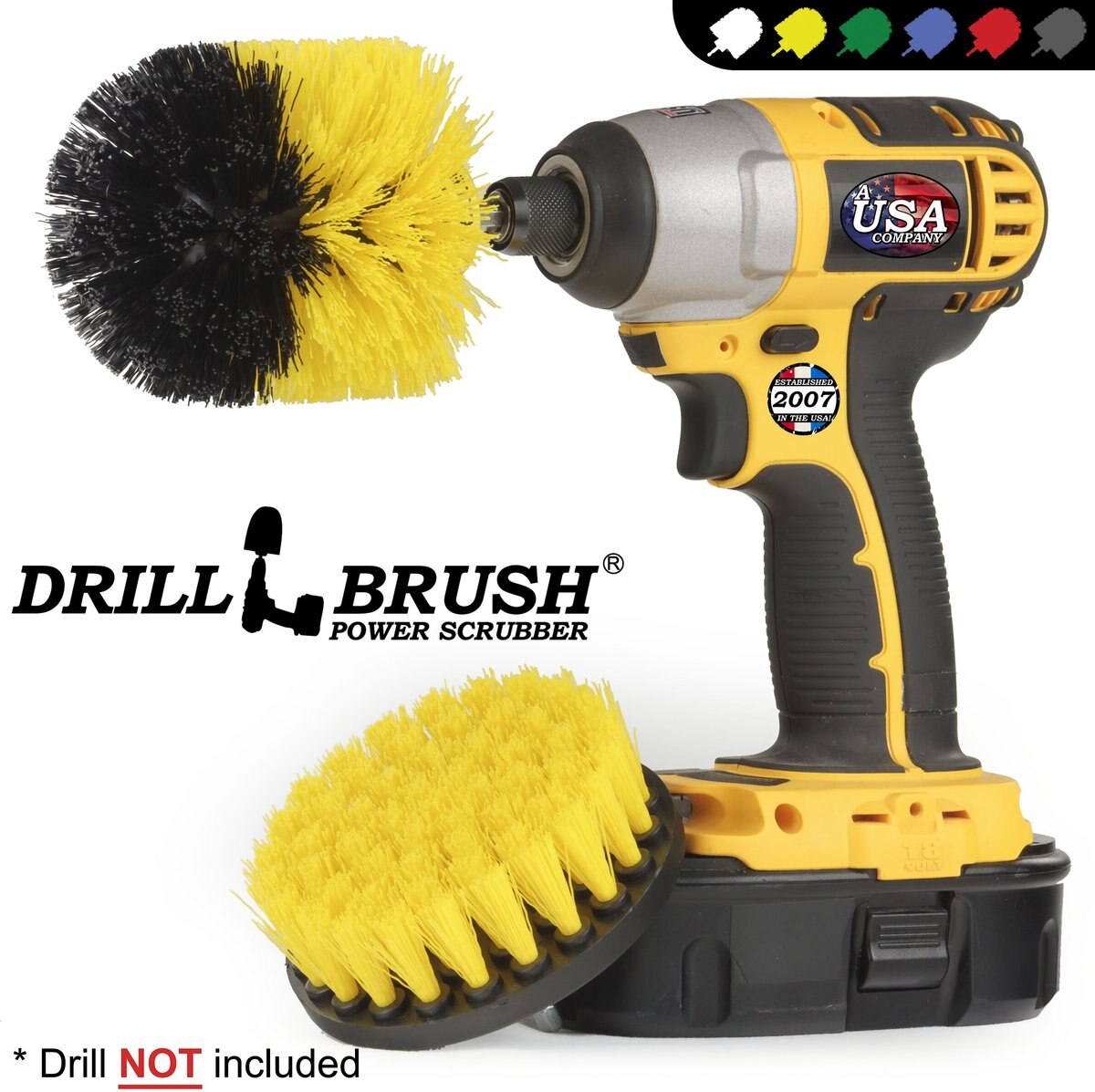 Drillbrush Power Scrubber 2-Piece Pet Hair Removal Kit， Medium Bristle Drill Brush