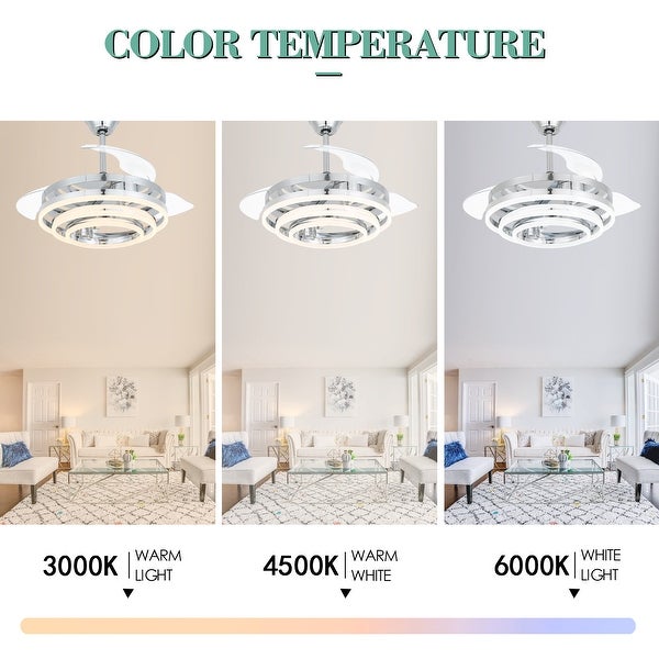 Oaks Aura 42in. LED DIY Shape Retractable Modern Ceiling Fan With Lights， 6-Speed Latest DC Motor Remote Control Ceiling Fan Shopping - The Best Deals on Ceiling Fans | 40086411