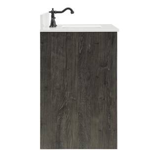 SUDIO Rafter 36 in. W Bath Vanity in Charcoal Gray with Engineered Stone Vanity Top in Carrara White with white Basin Rafter-36CG