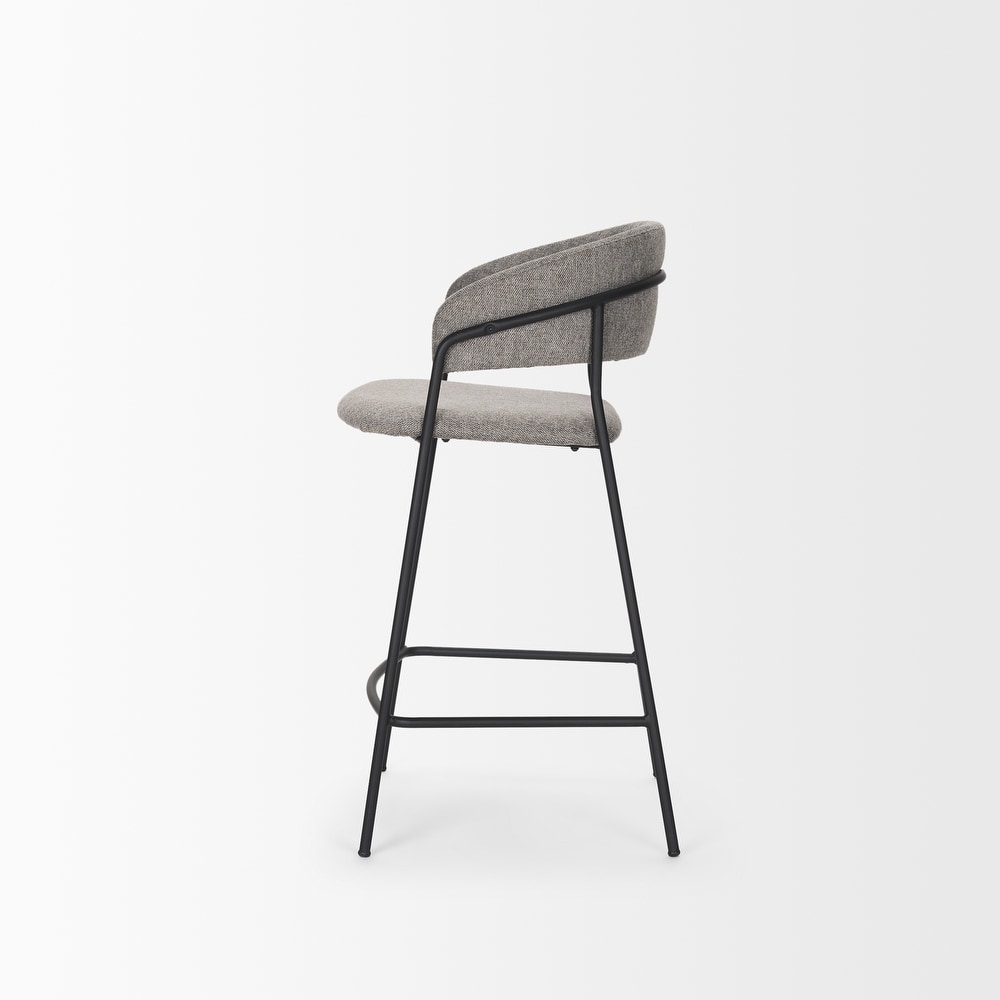 Carolyn Counter Stool w/ Gray Fabric   Matte Black Metal