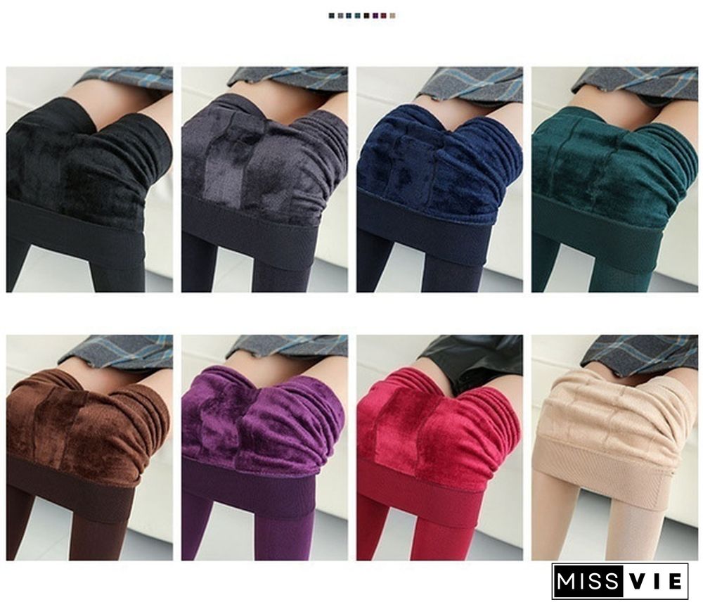 New Women Leggings 8 Colors Fashion Autumn Winter Thick Warm Brushed Lining Stretch Fleece Pants High Elasticity Tights Plus Size XS-3XL