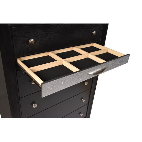 Traditional Matrix 5 Drawer Chest in Black made wi...