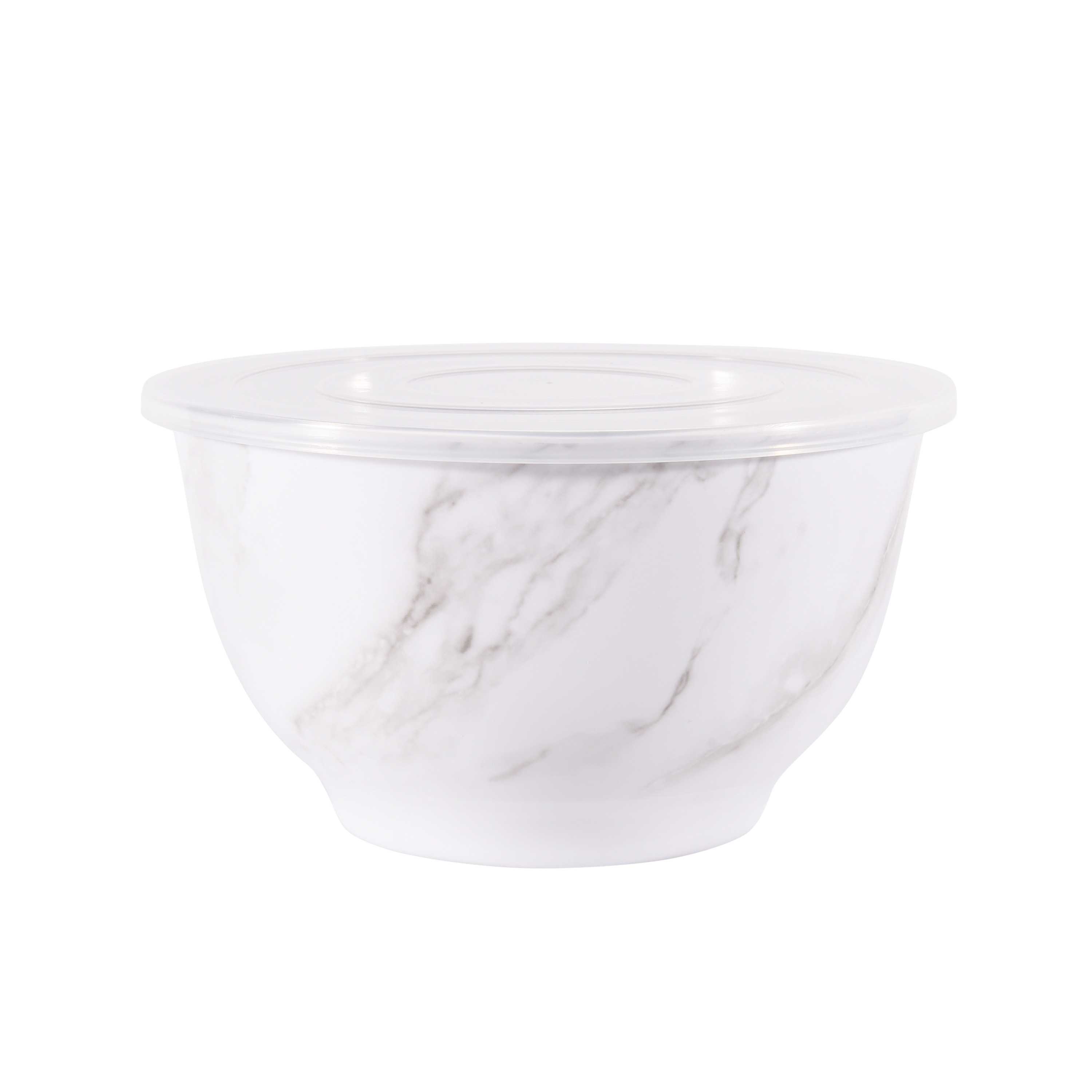 Better Homes and Gardens 6-Piece Melamine Serving Bowl Set with Lids， White Marble Print