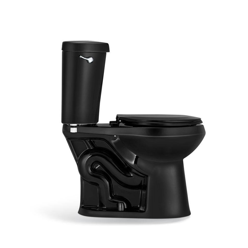 Glacier Bay 2-Piece 1.28 GPF High Efficiency Single Flush Round Front Toilet in Black N2428R-BLK